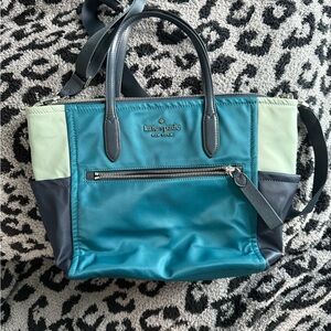 Kate Spade Blue and Gray Tote Bag with Structured Design